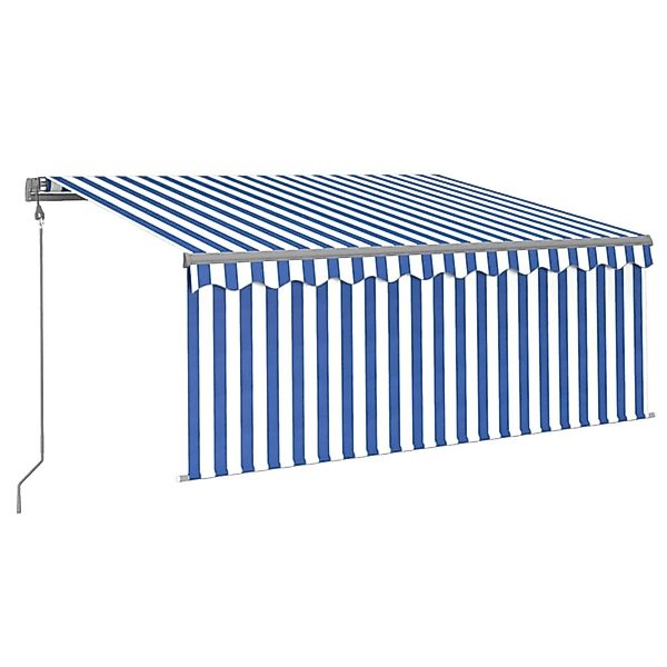 furnicato Markise Automatisch Einziehbar mit Volant 3x2,5 m Blau und Weiß günstig online kaufen