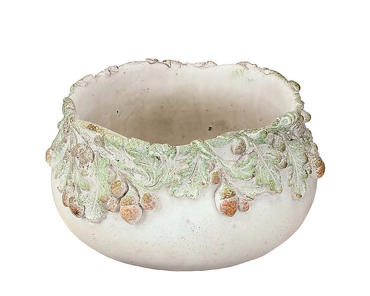 Viana Übertopf Deko Schale Steinguss mit Eicheln rustikale Pflanzschale günstig online kaufen