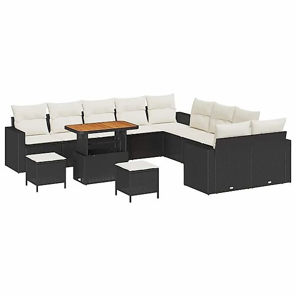 vidaXL Gartensofa-Set mit Kissen 17 Stk Schwarz und Creme Poly-Rattan 33636 günstig online kaufen