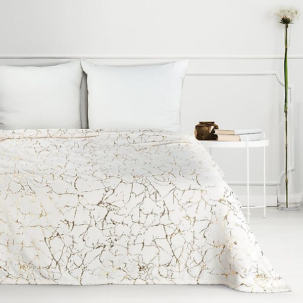 Wohndecke MARMOR, Eurofirany, 150x200 goldenes Marmor-Muster, günstig online kaufen