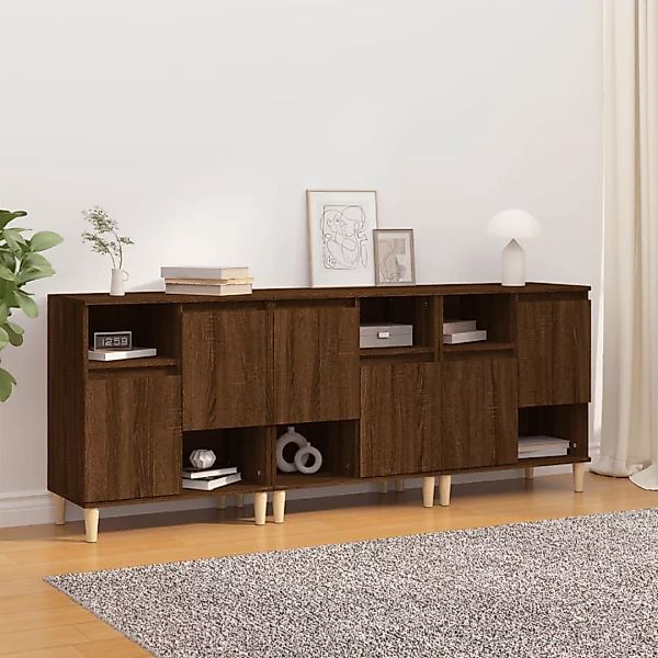 Vidaxl Sideboards 3 Stk. Braun Eichen-optik 60x35x70 Cm Holzwerkstoff günstig online kaufen