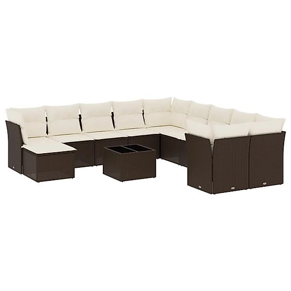 vidaXL 12-Tlg Garten-Sofagarnitur mit Kissen Braun Poly Rattan 3250462 günstig online kaufen