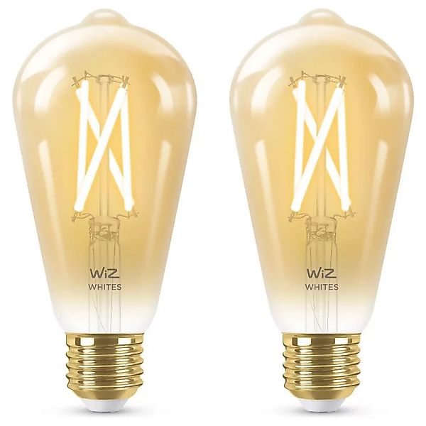 WiZ LED Smart Leuchtmittel in Amber 7W E27 ST64 640lm 2er Pack günstig online kaufen
