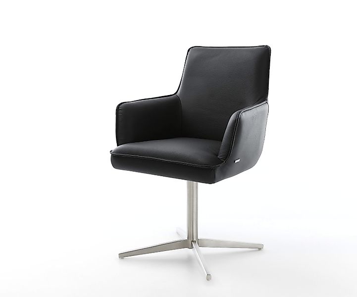 DELIFE Polsterstuhl Heira-Flex, mit Armlehnen Fußkreuz Edelstahl Echt-Leder günstig online kaufen