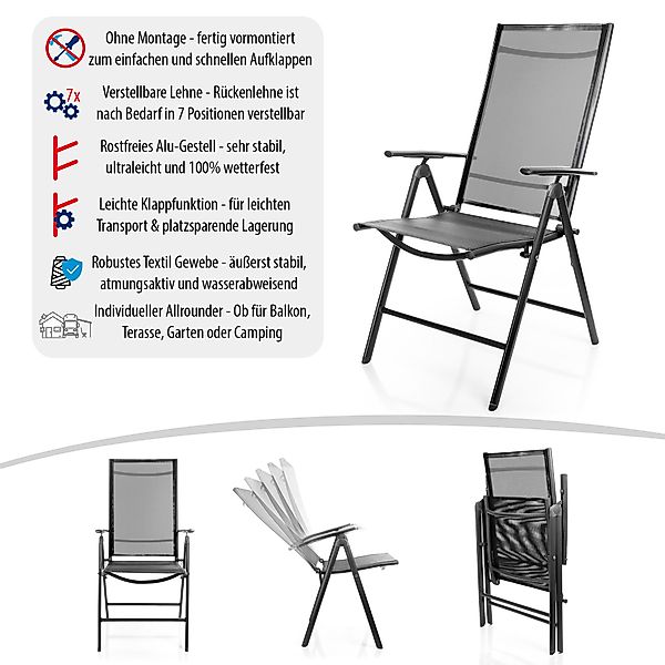 BigDean Gartenstuhl 4 Stück Balkonstühle dunkelgrau günstig online kaufen