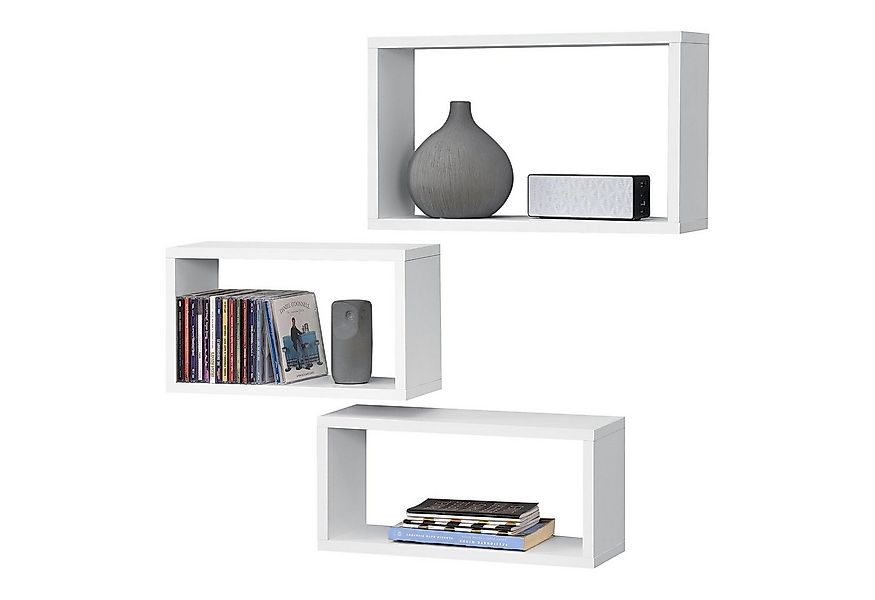 en.casa Wandregal, »Mandal« Wandablage 3-teilig Schweberegal Wandboard Weiß günstig online kaufen
