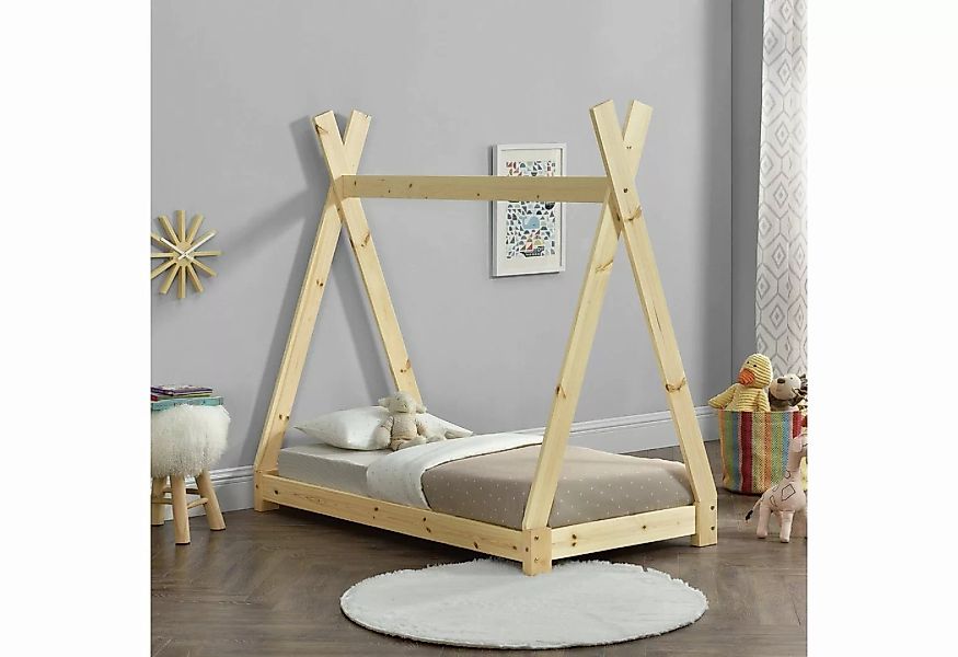 en.casa Kinderbett, »Onejda« Kinderbett Tipi Bett aus Kiefernholz 70x140cm günstig online kaufen