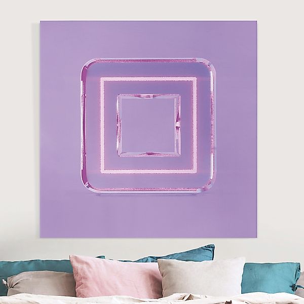 Leinwandbild Neon Gamer Symbol Square günstig online kaufen