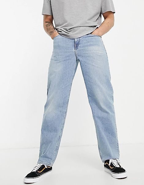 ASOS DESIGN – Bauschige Jeans leichter Vintage-Waschung-Blau günstig online kaufen