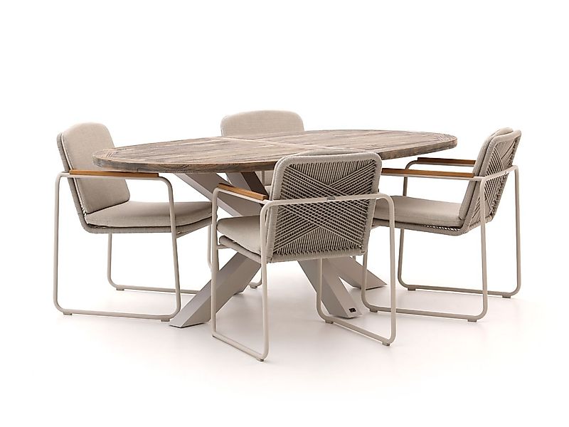 Bellagio Sordio/ROUGH-Y Ellips 200 cm Gartenmöbel-Set 5-Teilig Stapelbar günstig online kaufen