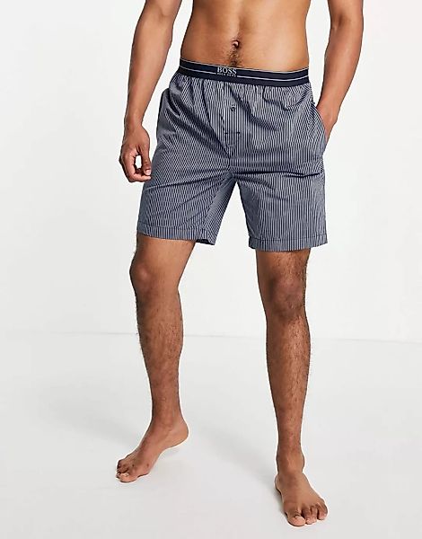 BOSS Bodywear – Urban – Gewebte Shorts in Marineblau mit feinen Streifen günstig online kaufen