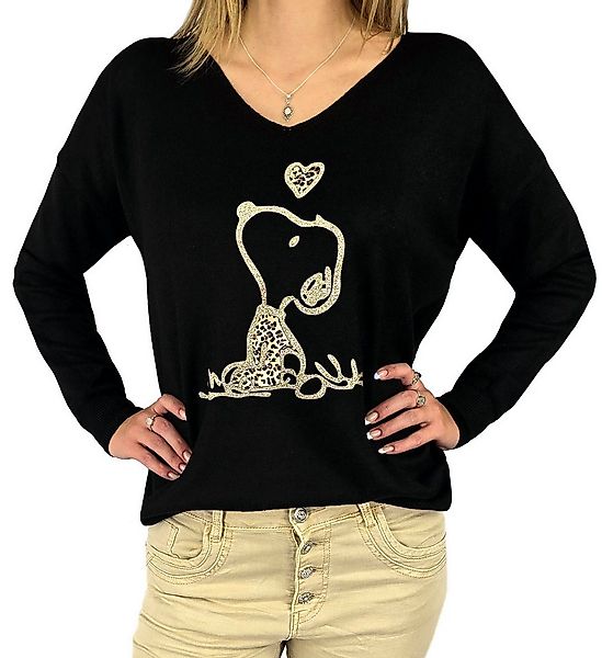 Rehoboth Moda V-Ausschnitt-Pullover Feinstrick Damen Pullover mit Comic Pri günstig online kaufen