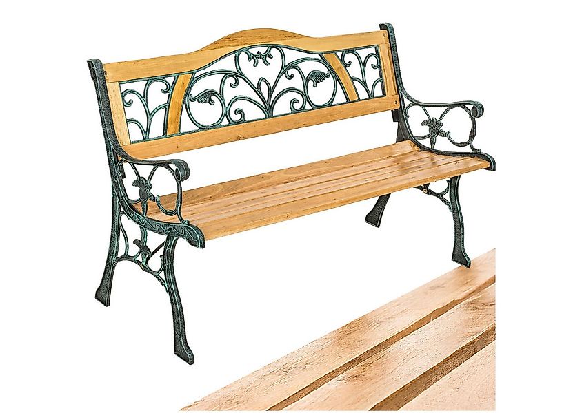 tectake Gartenbank Sitzbank Kathi 2-Sitzer aus Holz und Gusseisen 124x60x83 günstig online kaufen