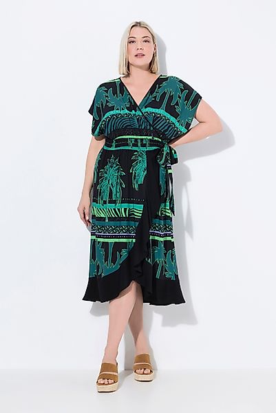 Ulla Popken Strandkleid Kaftan Dschungelmuster Rundhals günstig online kaufen