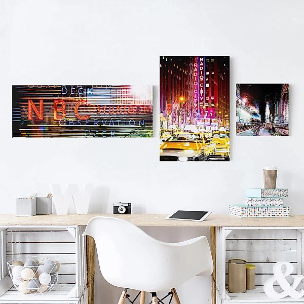 3-teiliges Leinwandbild - Querformat Times Square City Lights günstig online kaufen