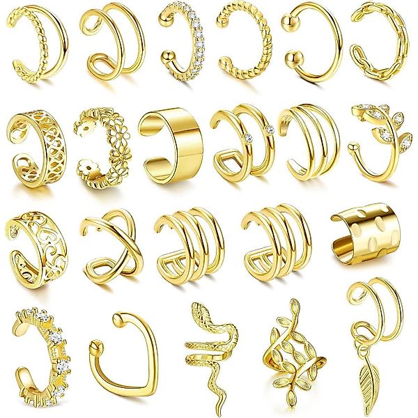 LuxusKollektion Schmuckset 22-teiliges Ear Cuff Set günstig online kaufen