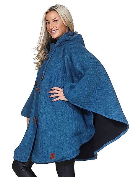 KUNST UND MAGIE Strickcape Strick Poncho+Kapuze Umhang Cape Strickjacke Wol günstig online kaufen