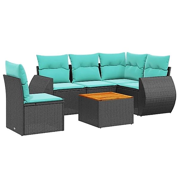 vidaXL 6-Tlg Gartensofa-Set mit Kissen Schwarz Polyrattan 3225007 günstig online kaufen