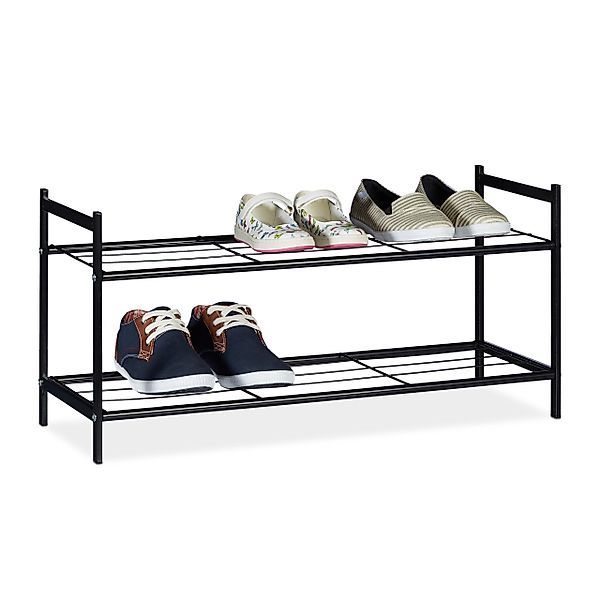 relaxdays Schuhregal mit 2 Ebene, Schwarz günstig online kaufen
