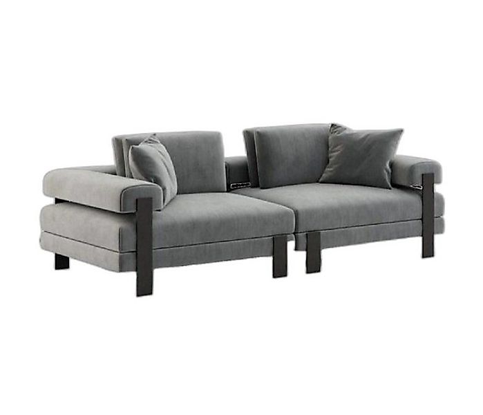 Xlmoebel 2-Sitzer Premium 2-Sitzer Italienisches Design Sofa Stoff Grau Woh günstig online kaufen