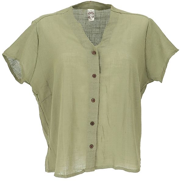 Guru-Shop Longbluse Luftiges Basic Blusentop, Kurzarm Baumwollbluse.. alter günstig online kaufen