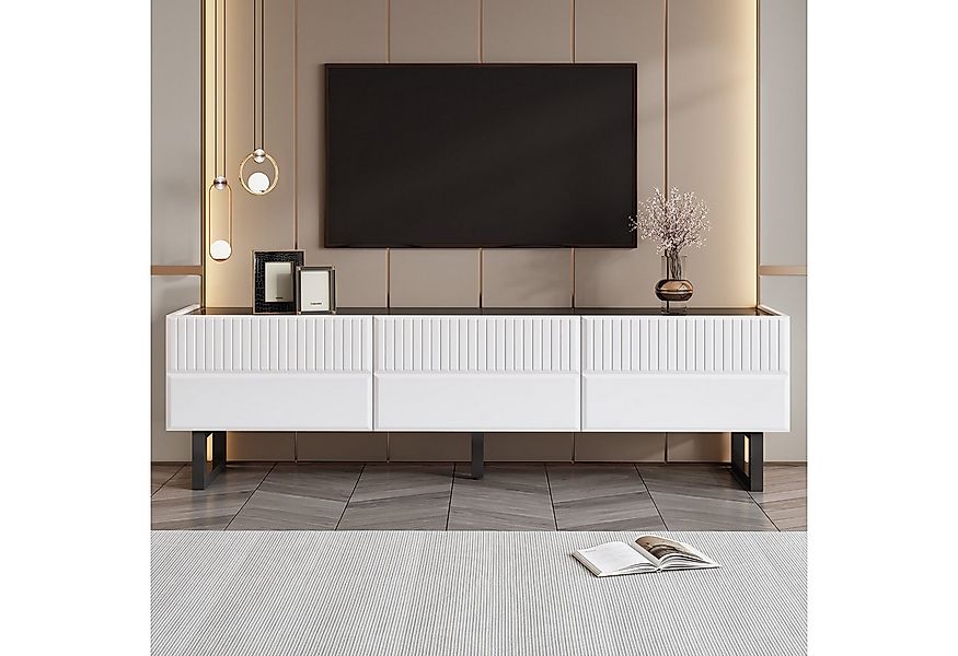 OKWISH TV-Schrank Fernsehschrank 170x35x47 cm mit 3 Schubladen und Hochglan günstig online kaufen
