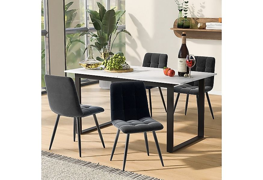 OKWISH Esstisch Essgruppe,Esstisch mit Stühlen Set, Moderner Küchentisch Se günstig online kaufen