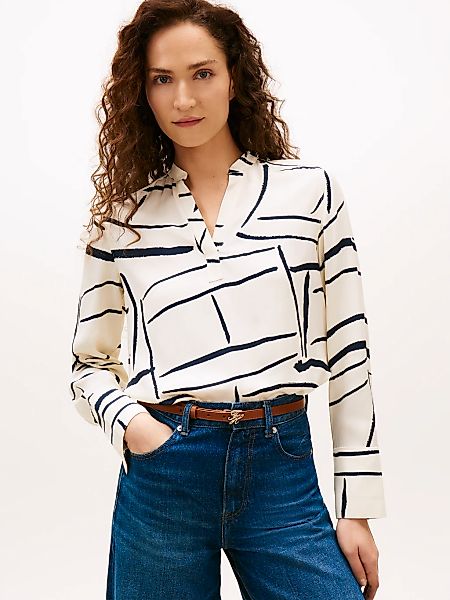 Tommy Hilfiger Langarmbluse "VIS TWILL V NECK BLOUSE LS" mit Knopfleiste günstig online kaufen