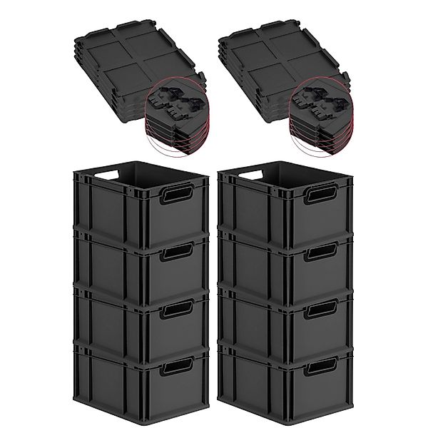 PROREGAL SuperSparSet 8x Eurobox Nextgen Color Mit Scharnierdeckel HxBxT 22 günstig online kaufen