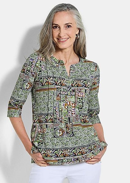 GOLDNER Tunika Sommertunika mit Biesen Druckbluse mit U-Boot-Ausschnitt mit günstig online kaufen