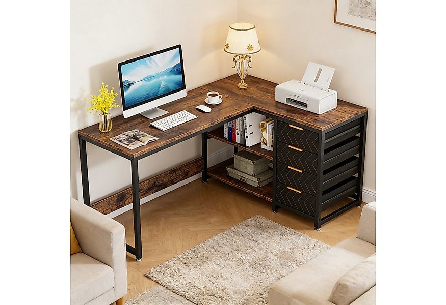 Celya Eckschreibtisch Schreibtisch mit Regalen, L-förmiger Computertisch mi günstig online kaufen