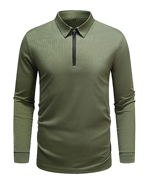Allthemen Langarm-Poloshirt mit Reißverschluss Herren Poloshirt günstig online kaufen