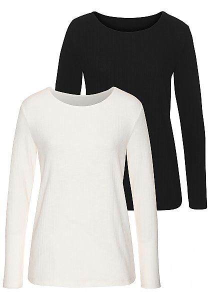 Vivance Langarmshirt "mit modischer Rippstruktur", (2er-Pack), aus weichfli günstig online kaufen