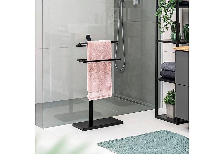 eluno Handtuchständer Stand-Handtuchhalter, aus Metall, schwarz günstig online kaufen