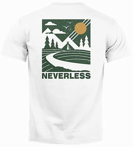 Neverless Print-Shirt Herren T-Shirt Backprint Berge Outdoor Wald Camping R günstig online kaufen