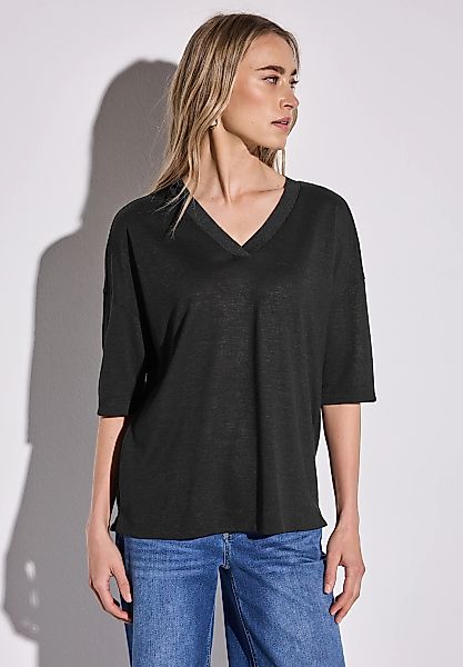 STREET ONE T-Shirt mit Seitlichen Einschlitzen am Saum günstig online kaufen