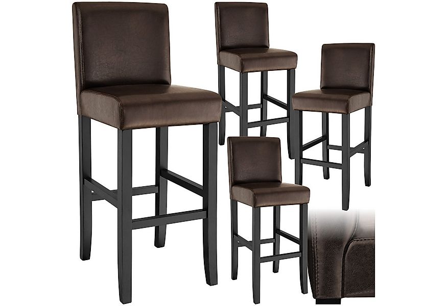 tectake Barhocker Barstuhl aus Kunstleder, gepolstert mit Rückenlehne, Stuh günstig online kaufen