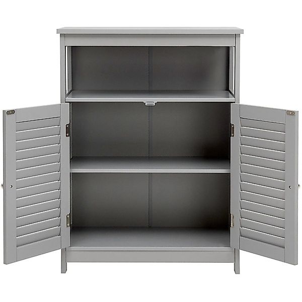 Costway Freistehender Badschrank mit 2 Rollladentüren Grau günstig online kaufen