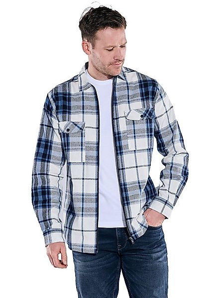 Engbers Langarmhemd Herren Overshirt kariert, Mittelblau günstig online kaufen