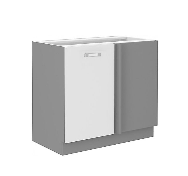 Küchen-Preisbombe Eckunterschrank 105 cm Küche Bianca Weiß Hochglanz + Grau günstig online kaufen