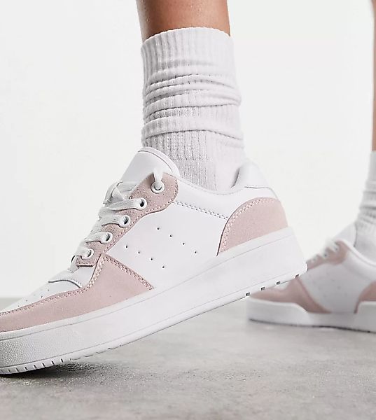 Truffle Collection – Sneaker mit dicker Sohle in Weiß und Rosa, weite Passf günstig online kaufen