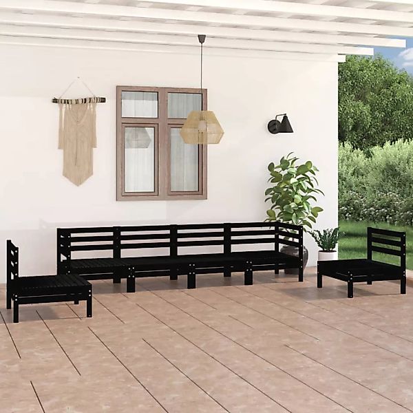 6-tlg. Garten-lounge-set Schwarz Massivholz Kiefer günstig online kaufen