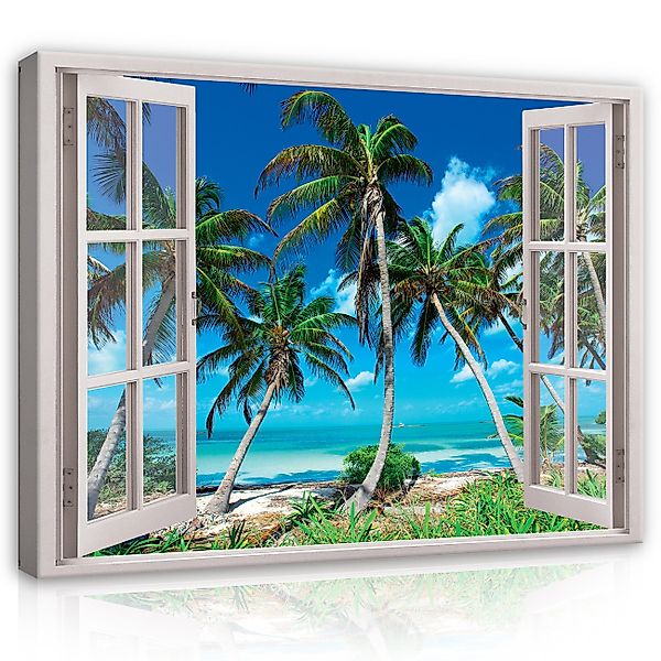 Wallarena Leinwandbild Fensterblick Strand Meer Natur günstig online kaufen