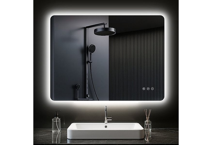 PESENXAN Badspiegel mit Beleuchtung, LED Badezimmerspiegel mit 3 Lichtfarbe günstig online kaufen