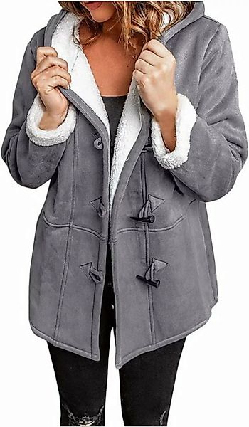 FIDDY Blusenjacke Softshellmantel Damen Knopf Lange Windbreaker Mantel Warm günstig online kaufen