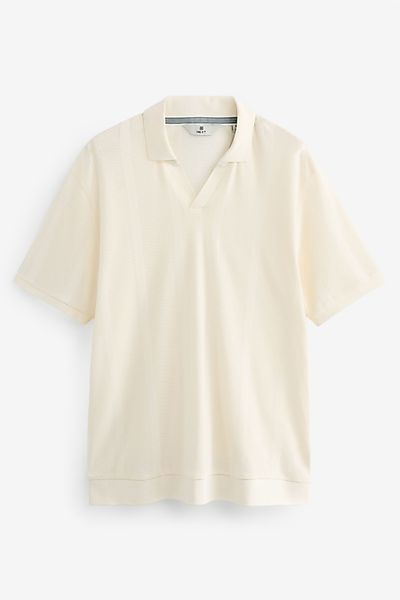 Next Poloshirt Strukturiertes Kurzarm-Poloshirt mit Kuba-Kragen günstig online kaufen