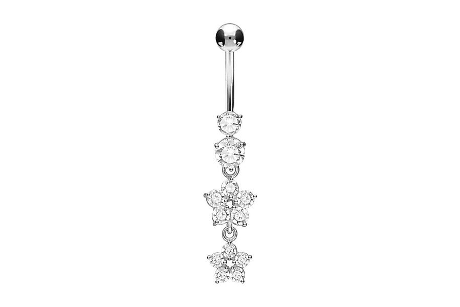 PIERCINGLINE Bauchnabelpiercing Chirurgenstahl Bananabell 2 KRISTALLBLUMEN günstig online kaufen