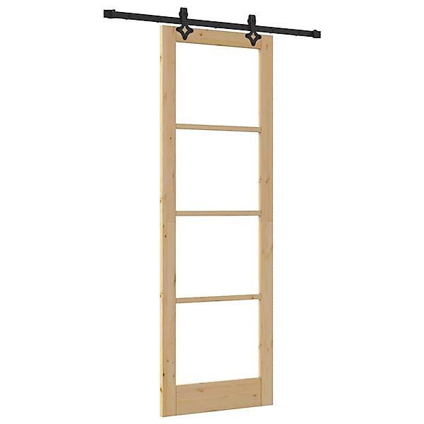 vidaXL Schiebetür Braun 78 x 232 cm Holz und Metall 3332275 günstig online kaufen