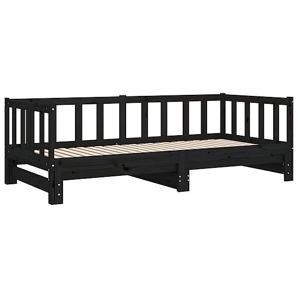 vidaXL Gästebett Gästebett Tagesbett Ausziehbar Schwarz 90x200 cm Massivhol günstig online kaufen