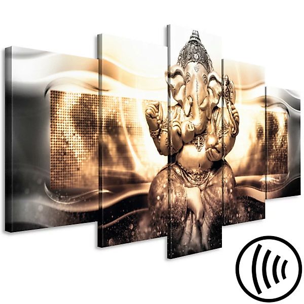 Wandbild Buddha Style (5 Parts) Golden Wide XXL günstig online kaufen